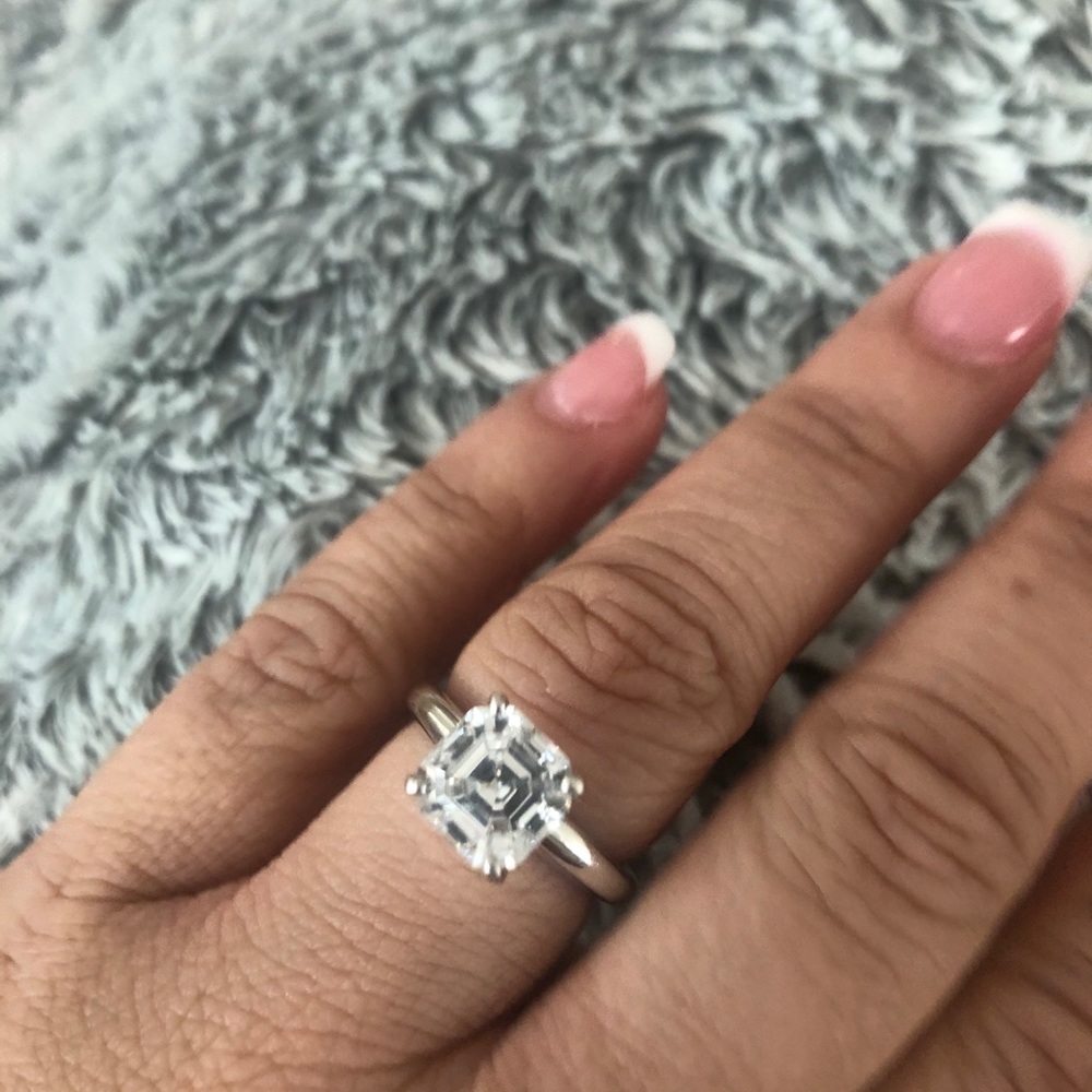QVC diamonique ascher cut ring.